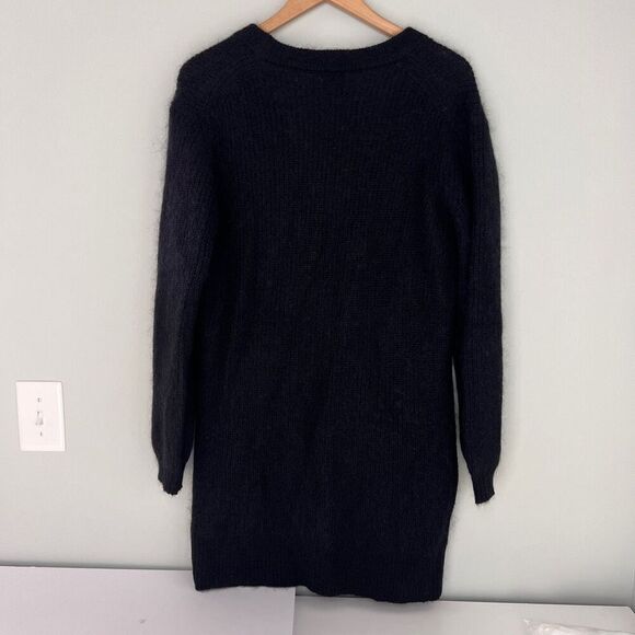 Aritzia Little Moon Small Black Wool Mohair Floral Applique Cardigan Sweater - Picture 3 of 7